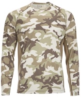 Termofutbolka Simms Solarflex LS Crewneck Print, Woodland camo Sandbar