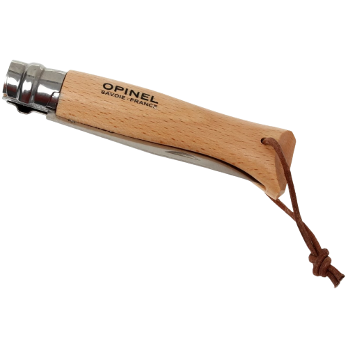 Nozh Opinel Tradition №8, nerzhaveyushchaya stal', buk, s kozhanym temlyakom5