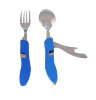 Nabor stolovyh priborov SLEDOPYT, v chekhle (lozhka, vilka, otkryvashka), na blistere