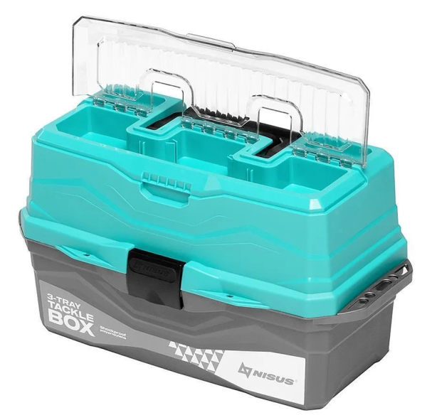 YAshchik dlya snastej Tackle Box trekhpolochnyj NISUS biryuzovyj2