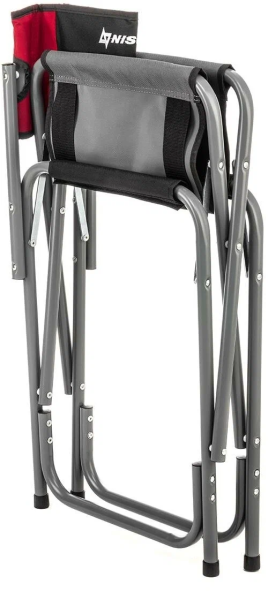 Kreslo NISUS direktorskoe 200kg s otkidnym stolikom,povorotnaya spinka,seryj-krasnyj-chernyj2