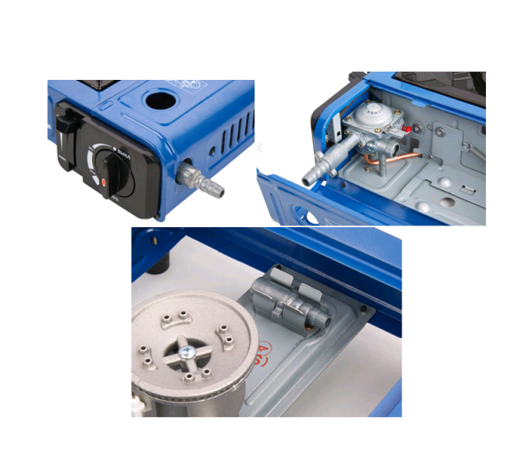 Плита газовая портативная в кейсе Camping Guru Plus (TS-233) с переходником синяя 2