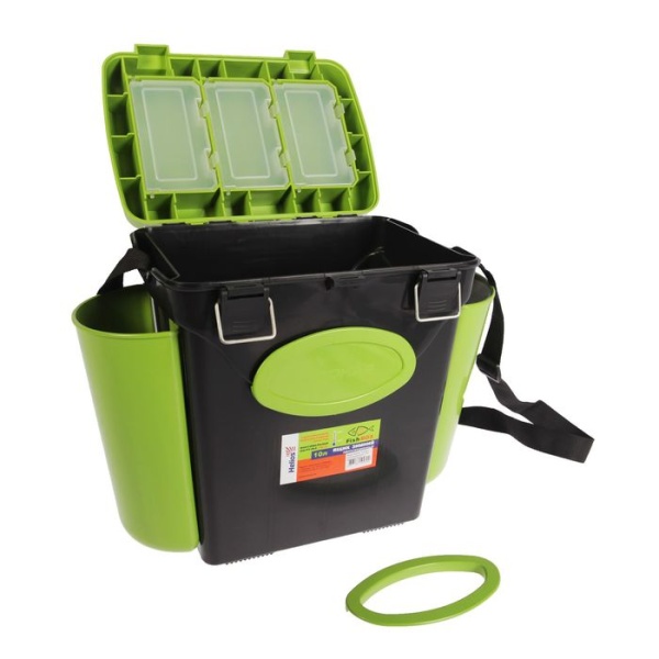 Ящик зимний FishBox 10 л зелёный Helios двухсекционный -2